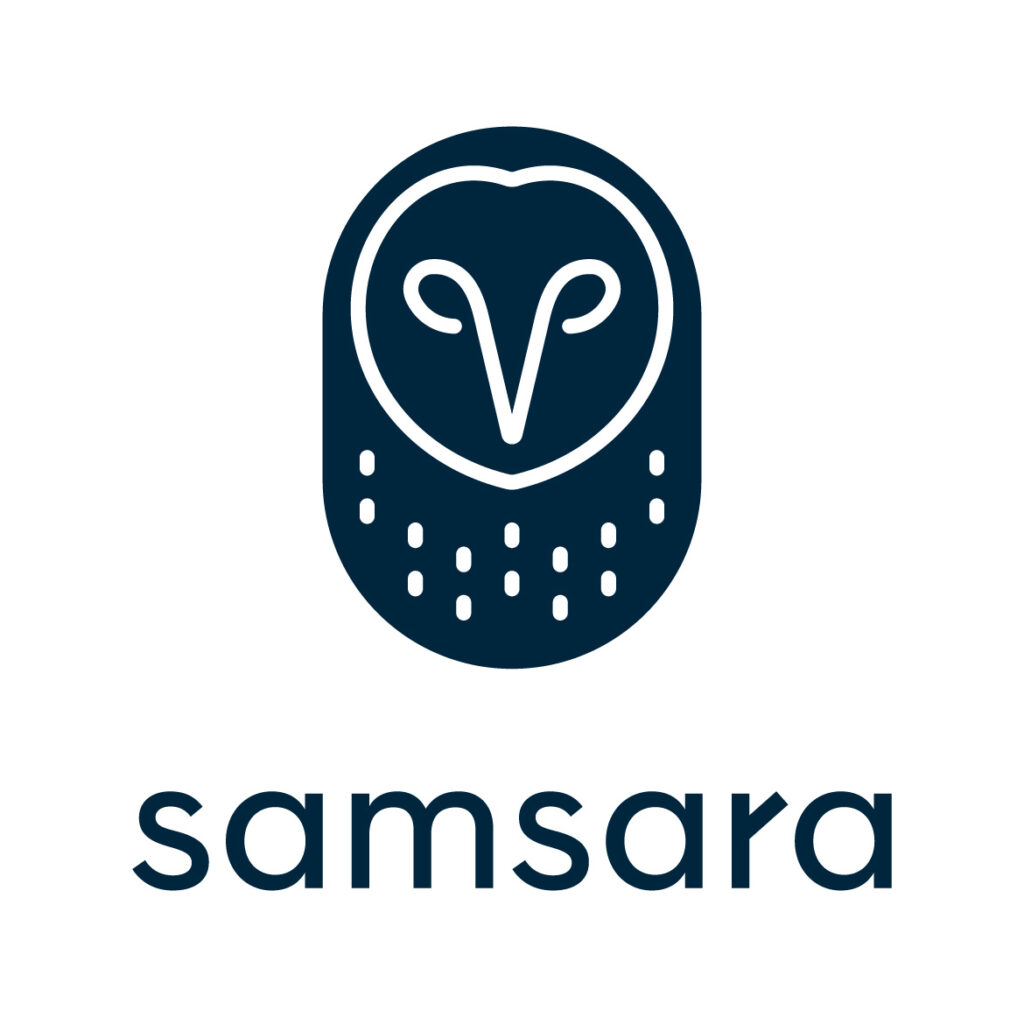 Samsara logo featuring an owl icon with text wordmark below