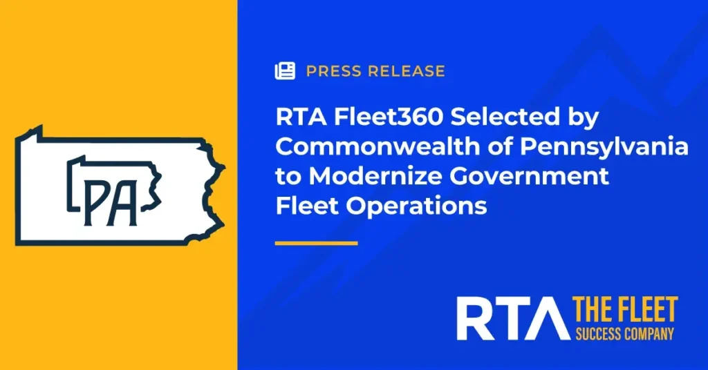 Press release graphic featuring Pennsylvania state outline logo, RTA branding, and Fleet360 announcement text