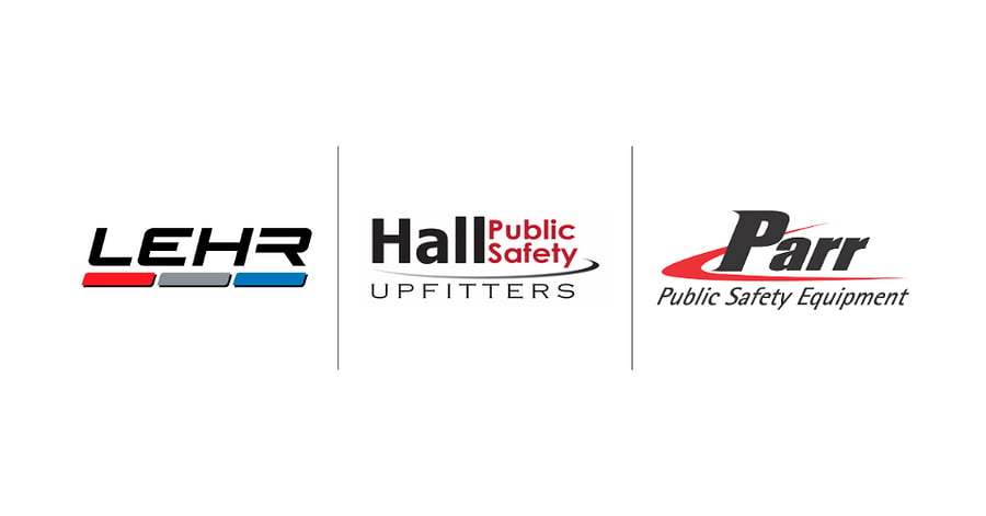 Logos of three public safety upfitters shown together: LEHR, Hall Public Safety Upfitters, and Parr Public Safety Equipment