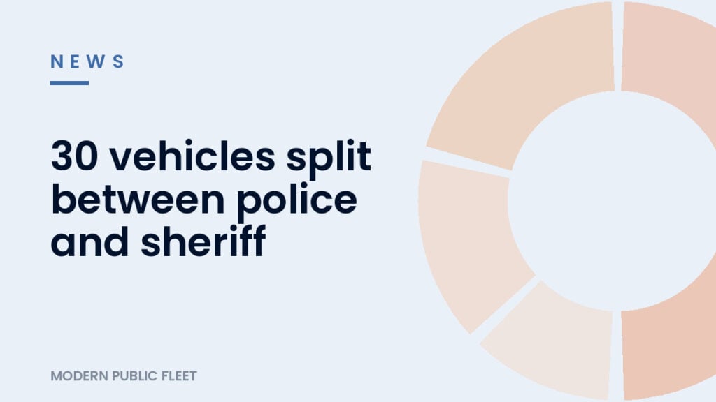 Modern Public Fleet news card reading 30 vehicles split between police and sheriff