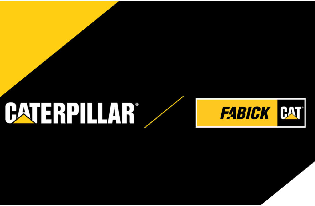 Caterpillar and Fabick Cat logos on black and yellow background