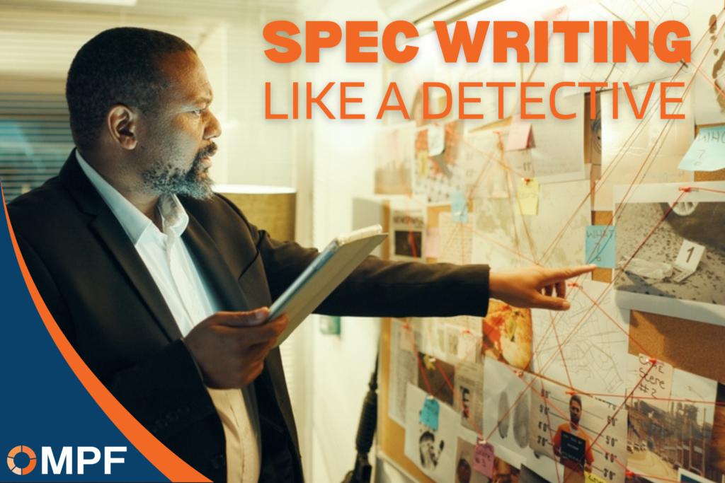 Man in business suit examining detective board with photos and red string connections