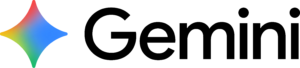 Google Gemini logo with colorful star icon and black text wordmark