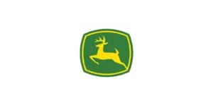 John Deere logo featuring a yellow leaping deer on green background