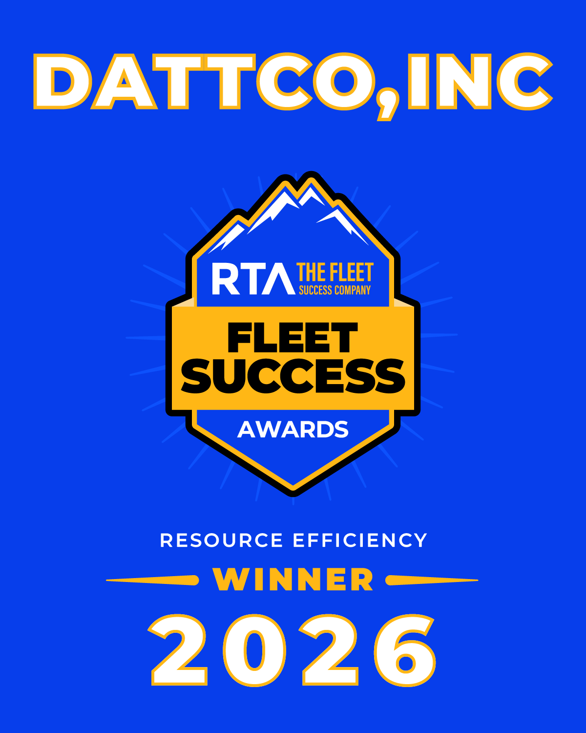 RTA Fleet Success Awards 2026 winner graphic for DATTCO, Inc., Resource Efficiency