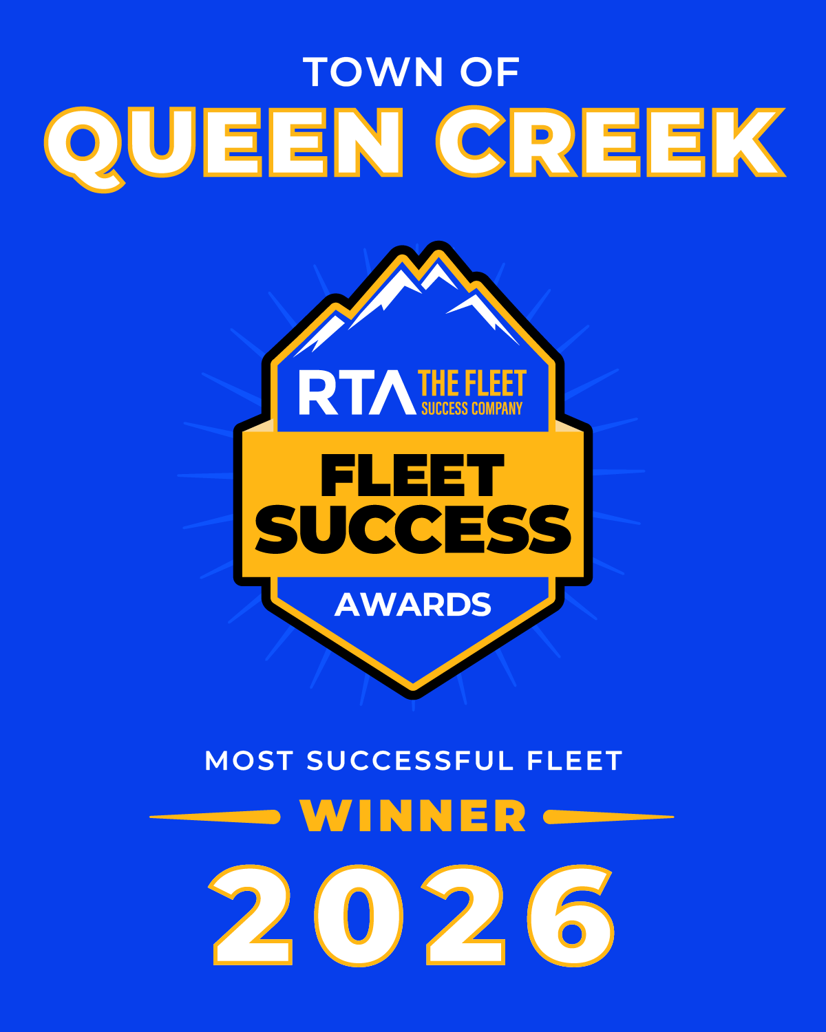RTA Fleet Success Awards 2026 winner graphic for Town of Queen Creek, Most Successful Fleet
